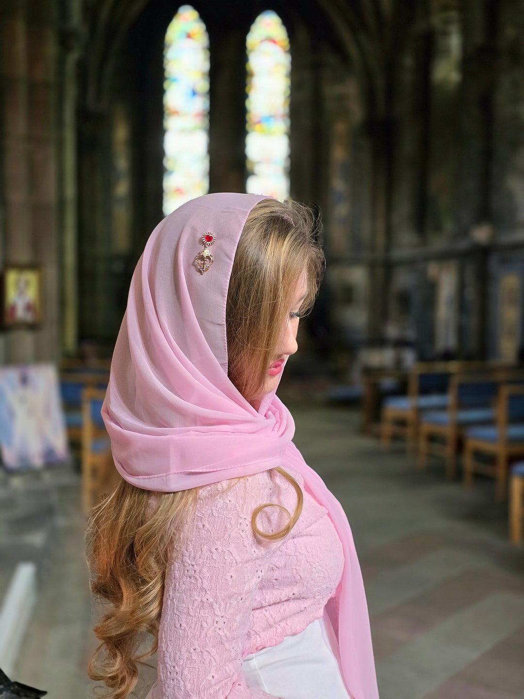 Sacred Heart Veil (Pink)